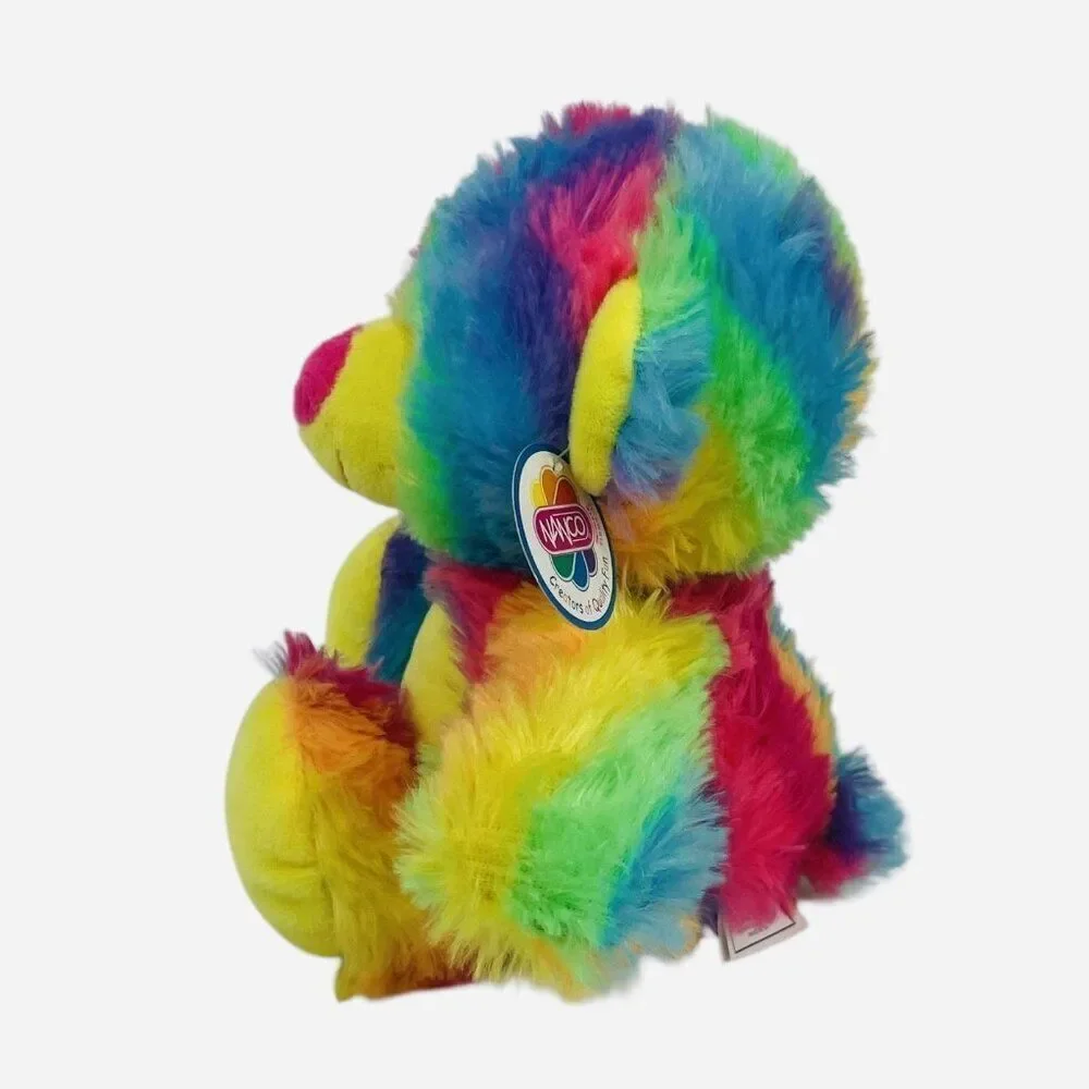 NWT 2017 Nanco Tie Dye Rainbow Teddy Bear Plush Colorful Soft Toy Stuffed Animal